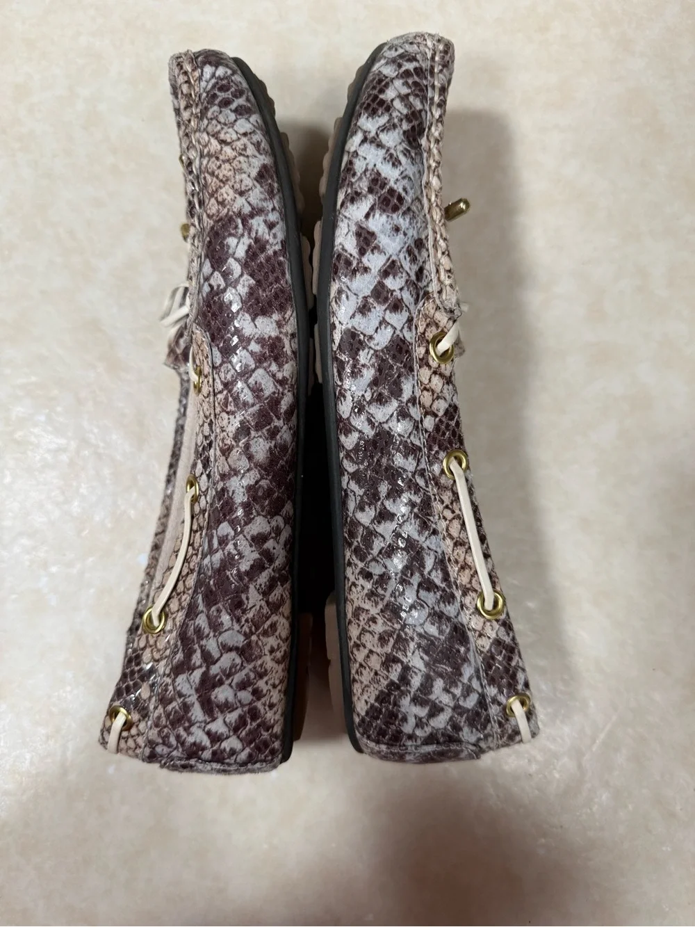 Isaac Mizrahi Live! Womens  Snake Skin Leather Moccasin Slip On Shoes 8.5